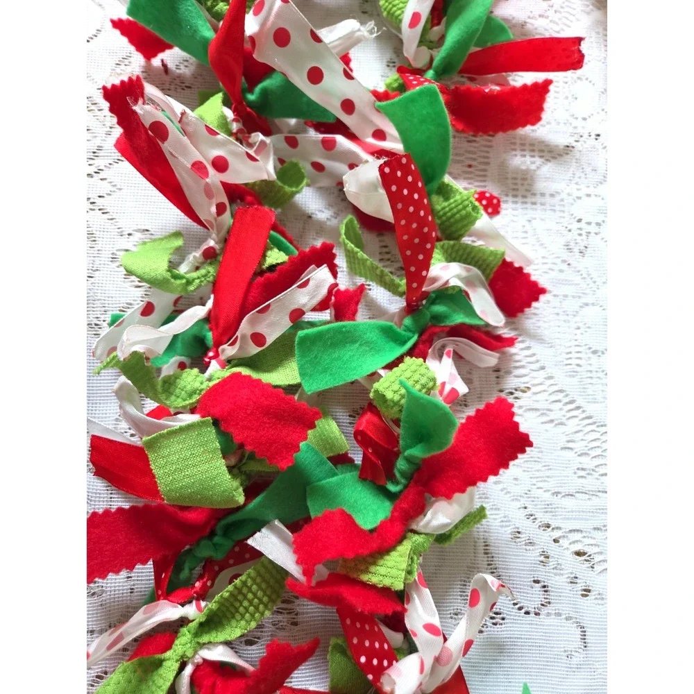 Ashland Pom Pom & Ribbon Garland 6 ft Each Lot Of 2 Christmas Decoration New